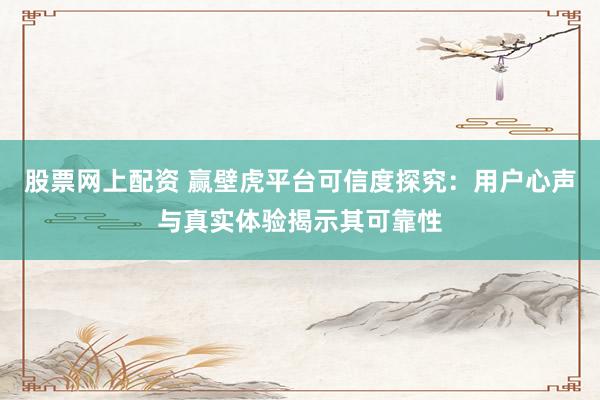 股票网上配资 赢壁虎平台可信度探究：用户心声与真实体验揭示其可靠性