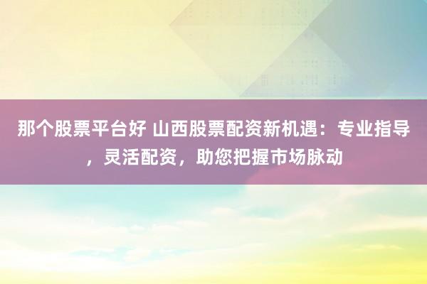 那个股票平台好 山西股票配资新机遇：专业指导，灵活配资，助您把握市场脉动