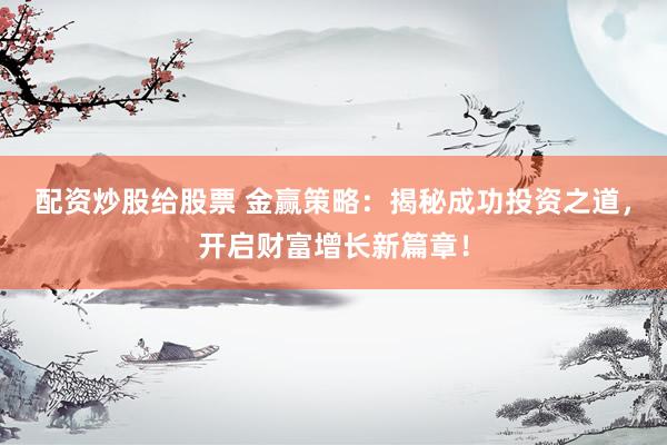 配资炒股给股票 金赢策略：揭秘成功投资之道，开启财富增长新篇章！