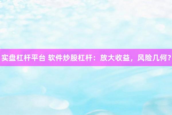 实盘杠杆平台 软件炒股杠杆：放大收益，风险几何？