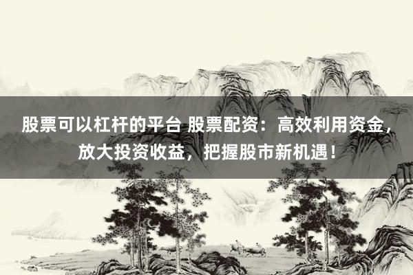 股票可以杠杆的平台 股票配资：高效利用资金，放大投资收益，把握股市新机遇！