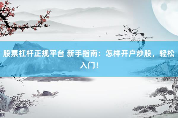 股票杠杆正规平台 新手指南：怎样开户炒股，轻松入门！