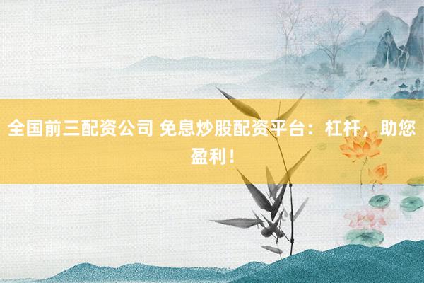 全国前三配资公司 免息炒股配资平台：杠杆，助您盈利！