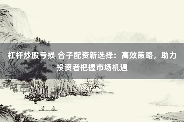 杠杆炒股亏损 合子配资新选择：高效策略，助力投资者把握市场机遇