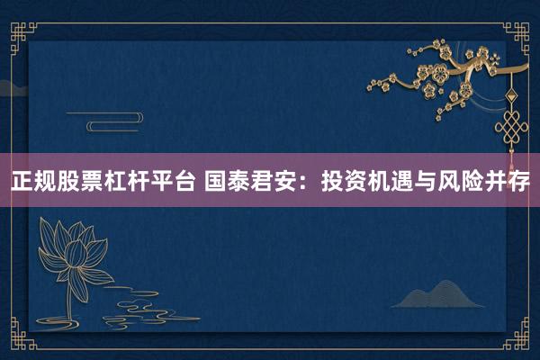 正规股票杠杆平台 国泰君安：投资机遇与风险并存