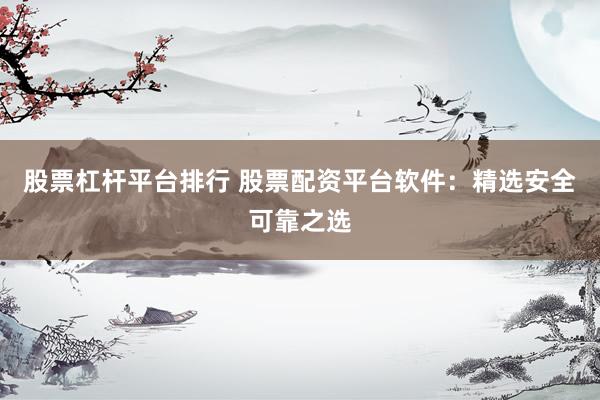 股票杠杆平台排行 股票配资平台软件：精选安全可靠之选