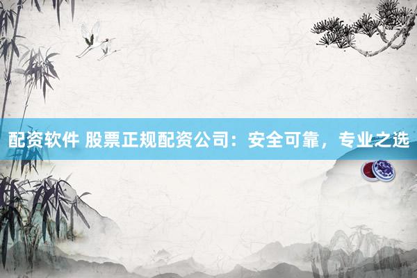配资软件 股票正规配资公司：安全可靠，专业之选