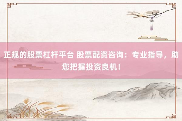 正规的股票杠杆平台 股票配资咨询：专业指导，助您把握投资良机！