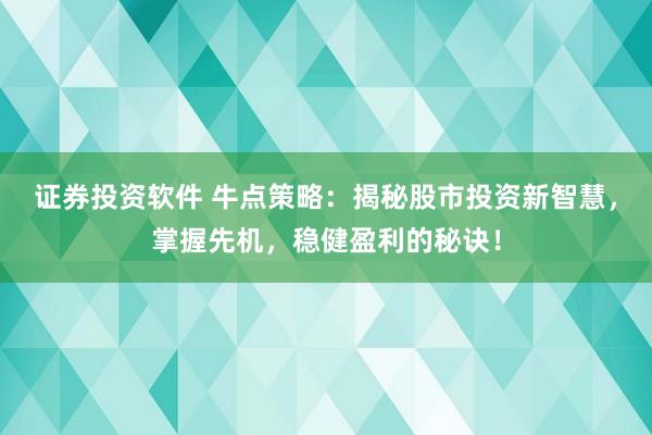 证券投资软件 牛点策略：揭秘股市投资新智慧，掌握先机，稳健盈利的秘诀！