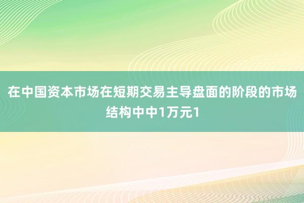 在中国资本市场在短期交易主导盘面的阶段的市场结构中中1万元1