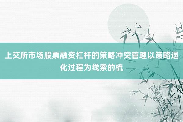 上交所市场股票融资杠杆的策略冲突管理以策略退化过程为线索的梳