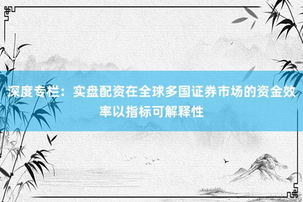 深度专栏：实盘配资在全球多国证券市场的资金效率以指标可解释性