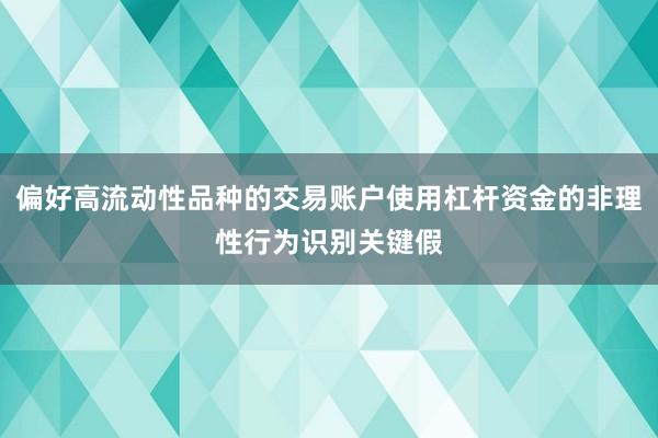 偏好高流动性品种的交易账户使用杠杆资金的非理性行为识别关键假