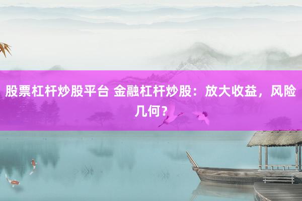 股票杠杆炒股平台 金融杠杆炒股：放大收益，风险几何？