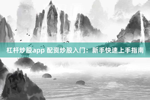 杠杆炒股app 配资炒股入门：新手快速上手指南