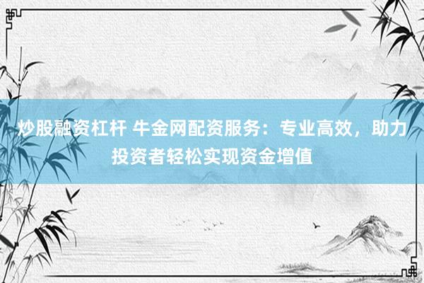 炒股融资杠杆 牛金网配资服务：专业高效，助力投资者轻松实现资金增值